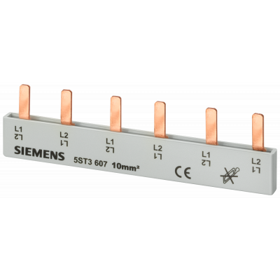 Pin busbar, 10 mm² connection: 2 x 2-phase safe to touch. 5ST3606