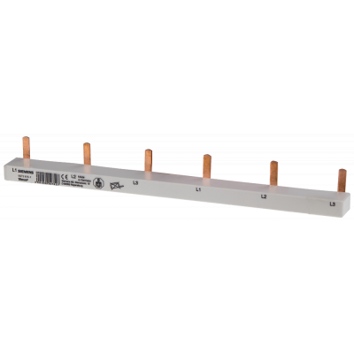 Pin busbar 3PH 10qmm, 12MW gray pin busbar fixed length 210 mm pin spacing.. 5ST36151