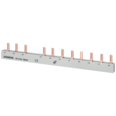 Pin busbar, 10 mm² connection: 3-phase/N + 8 x phase safe to touch for.. 5ST3624