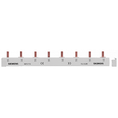 Pin busbar safe to touch, 16 mm² 3 x 1-phase+AS, 1016 mm long, can be cut.. 5ST3714