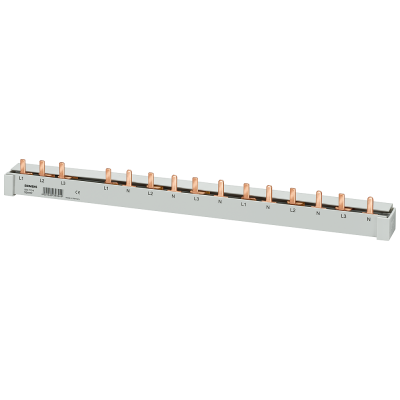 Pin busbar, 10 mm² 16MW, 4-phase, can be cut RCCBs 4P N right and 6 MCBs .. 5ST37704