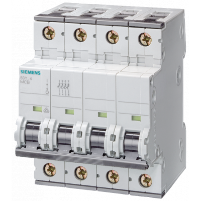 Miniature circuit breaker, 400 V, Icn: 10 kA, 4P, Icu: 35 kA, A-Char, In: 1 A. 5SY44015