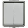 DELTA flaeche IP44, surface-m. dark gray/light gray double two-way switch 10 A 250 V, 66 x.. 5TA4708