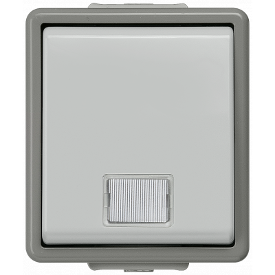 DELTA flaeche IP44, surface-m. dark gray/light gray two-way switch with pilot light 10 A 250 V, .. 5TA4710