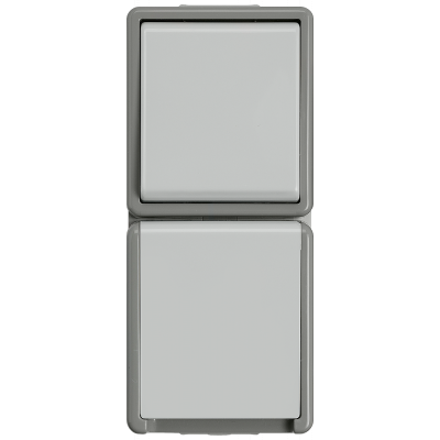 DELTA flaeche IP44, surface-m. dark gray/light gray two-way switch, 10 A 250 V SCHUKO socket.. 5TA4816