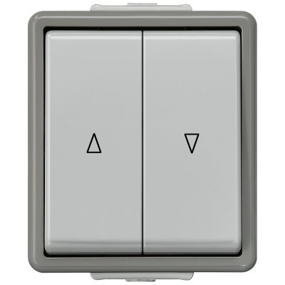 DELTA flaeche IP44, surface-m. dark gray/light gray shutter pushbutton with electrical lock.. 5TD4708