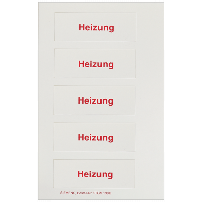 DELTA profil, "heating emergency switch" label labeling sheet with 5 labels. 5TG1894