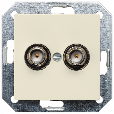 DELTA i-system, electric white BNC plug-in socket double, 75 ohm cover plate 55 x.. 5TG2067