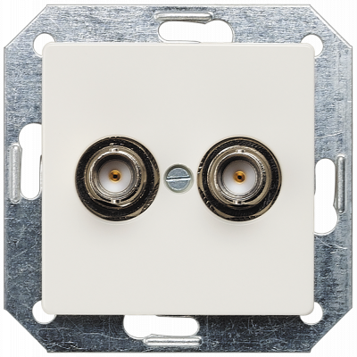 DELTA i-system, titanium white BNC plug-in socket double, 75 ohm cover plate 55 x.. 5TG2068