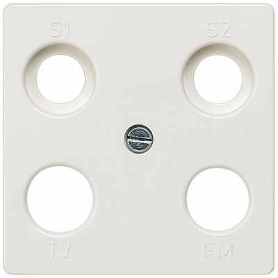 DELTA i-system, titanium white antenna cover plate 55x 55mm for radio/TV/2xSAT connection.. 5TG2565