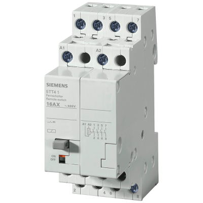 Remote switch with 4 NO contacts, contact for 230 V, 400 V AC 16 A control 230 V AC. 5TT41040