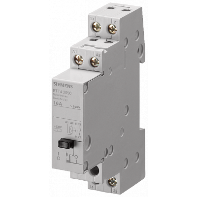 Switching relay with 1 NO contact and 1 NC contact, contact for 230 V AC 16 A control 230 V AC. 5TT42050