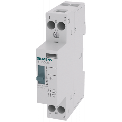 INSTA contactor 0/1 automatic with 2 NO contacts, contact for 230 V, 400 V AC 20 A activation 230 V AC 220 V DC. 5TT50006