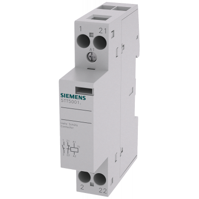 INSTA contactor with 1 NO contact and 1 NC contact, contact for 230 V, 400 V AC 20 A activation 230 V AC 220 V DC. 5TT50010