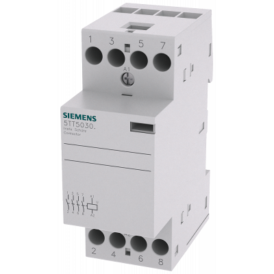 INSTA contactor with 4 NO contacts, contact for 230 V, 400 V AC 25 A activation 230 V AC 220 V DC. 5TT50300