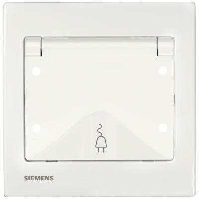 IRIS SCHUKO socket outlet IP44 with increased touch protection with spring flap with support ring and claws 16 A 250 V AC white. 5UB55002KK