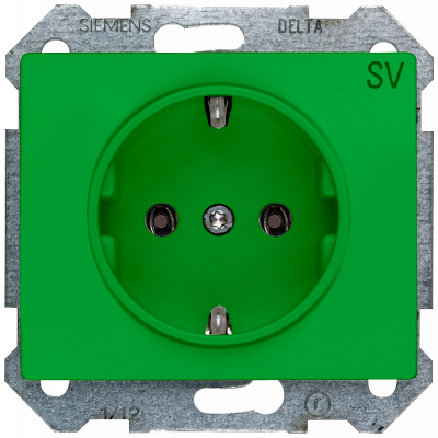 IRIS SCHUKO socket outlet 10/16 A 250 V With screwless Connection terminals with labeling "SV" green. 5UB55300GR