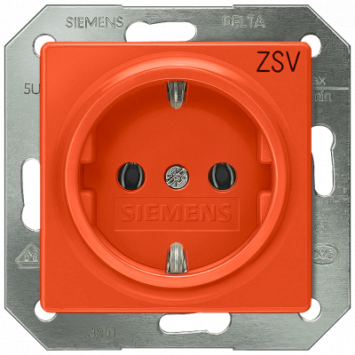 DELTA i-system, socket cover without insert with printing ZSV (central safety supply) orange 55.. 5UH1200