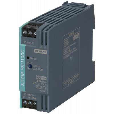 Power supply SITOP PSU100C, single-phase 24 V DC/1.3 A. 6EP13315BA10