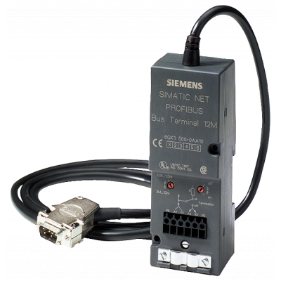 RS 485 bus terminal for PROFIBUS Transfer rate: 9.6 kbps to 1500 kbps. 6GK15000AB00