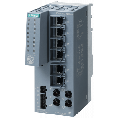 SCALANCE XC106-2, Unmanaged IE switch, 6x 10/100 Mbit/s RJ45 ports, 2x 100 Mbit/s Multimode BFOC, LED diagnostics, error-signaling contact with set bu. 6GK51062BB002AC2