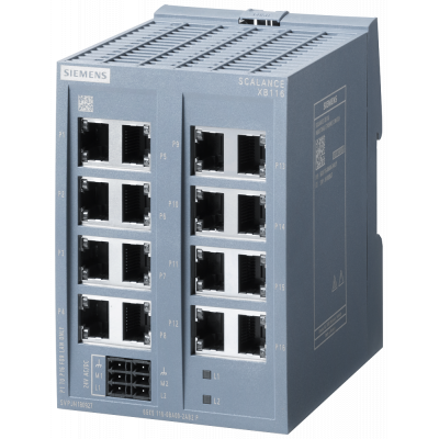 SCALANCE XB116 unmanaged switch, 16x 10/100 Mbit/s RJ45 ports. 6GK51160BA002AB2