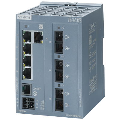 SCALANCE XB205-3LD MANAGEABLE LAYER 2 IE-SWITCH 5X 10/100 MBITS/S RJ45 PORTS 3X SM FO SC-PORT 1X CONSOLE PORT DIAGNOSTICS-LED REDUNDANT POWER SUPPLY T. 6GK52053BF002AB2