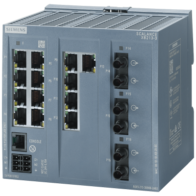 SCALANCE XB213-3 MANAGEABLE LAYER 2 IE-SWITCH 13X 10/100 MBITS/S RJ45 PORTS 3X MM FO ST-PORT 1X CONSOLE PORT DIAGNOSTICS-LED REDUNDANT POWER SUPPLY TE. 6GK52133BB002AB2