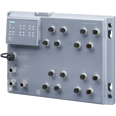 SCALANCE XP216, managed IE switch, 12x 10/100 Mbps IEC 62443-4-2 certified  M12 ports, 4x 10/100/1000 Mbps M12 ports IP65, LED diagnostics, error sign. 6GK52160HA002AS6