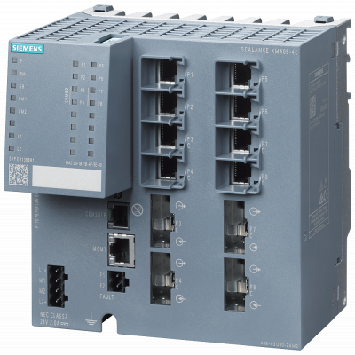 SCALANCE XM408-4C, MANAGED MODULAR IE SWITCH, 8 X 10/100/1000 MBIT/S RJ45, 4 X 100/1000 MBIT/S ST-/SC- PLUGGABLE AS COMBO PORTS, 8 PORTS USABLE IN TOT. 6GK54084GP002AM2