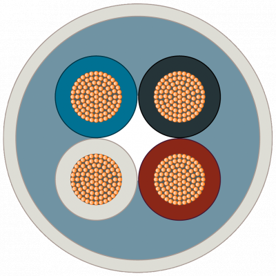 Robust Energy Cable, 4-wire energy cable, stranded wire 4x1.0 mm2, sold by the meter. 6XV18012A