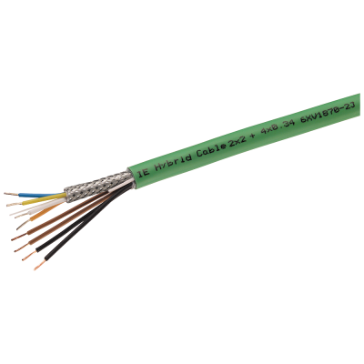 IE Hybrid Cable 2x2+4x0.34, 4xCu 0.75 mm + 4xCu 0.34 mm2, sold by the meter. 6XV18702J