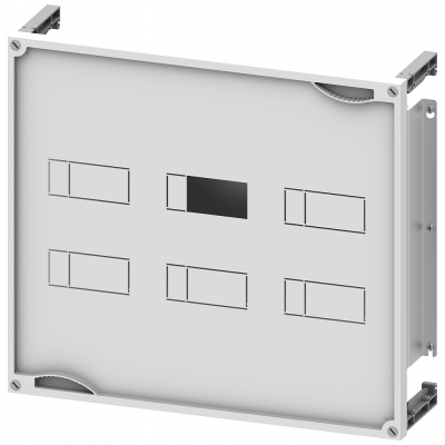 ALPHA 400/630 DIN MCB assembly kit 3x 3VA10-11/100 A/160 A 3+4-pole H=450 mm W=500 mm, vertical mounting for RCD module, low side mounted. 8GK47313KK22