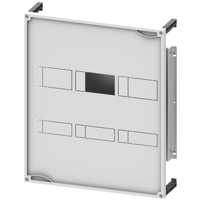 ALPHA 400/630 DIN MCB assembly kit 2/3 X3VA20-22/100 A/160 A/250 A 3+4-pole H=600 mm W=500 mm, vertical mounting for RCD module, low side mounted. 8GK47354KK22