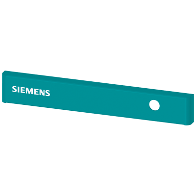 SIVACON, trim strip, W: 400 mm, above the door with Siemens logo, with cutout for indicator light right, Petrol. 8MF10402CD17