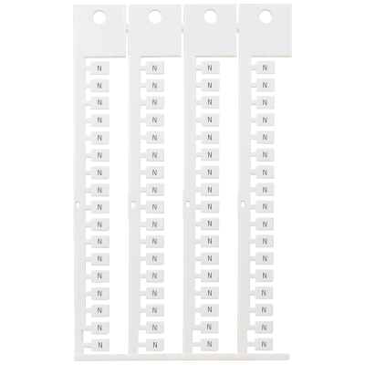 Inscription label, front, with N, horizontal, terminal width: 5 mm, H: 7 mm, white. 8WA83471AR