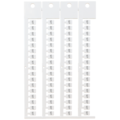 Inscription label, front, with MP, vertical, terminal width: 5 mm, H: 7 mm, white. 8WA83482AB