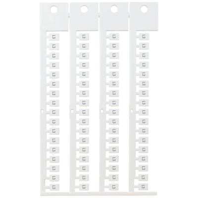 Inscription label, front, with L3, vertical, terminal width: 5 mm, H: 7 mm, white. 8WA83482AE