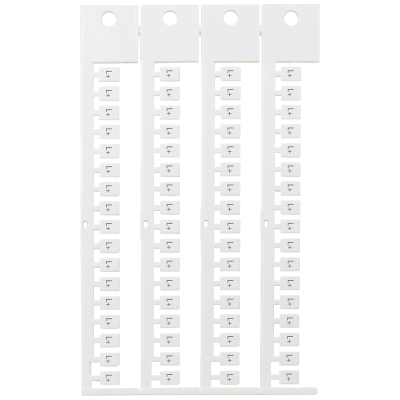 Inscription label, front, with L+, vertical, terminal width: 5 mm, H: 7 mm, white. 8WA83482AF