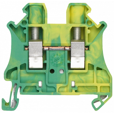 Through-type PE terminal with screw terminal Terminal width 5.2 mm Color green-yellow Cross-section: 2.5 mm2. 8WH10000CF07