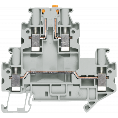 Two-tier terminals with screw terminal Terminal size 4.0 mm2 Terminal width 6.2 mm Color gray Disconnecting blade. 8WH10206AC00