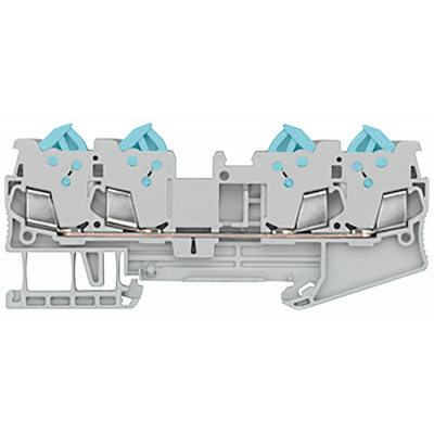 Through-type terminals with quick-connect technology 4 connection points, Cross-section: 0.25-1.5 mm2, Width: 5.2mm, Color: blue. 8WH30040AE01