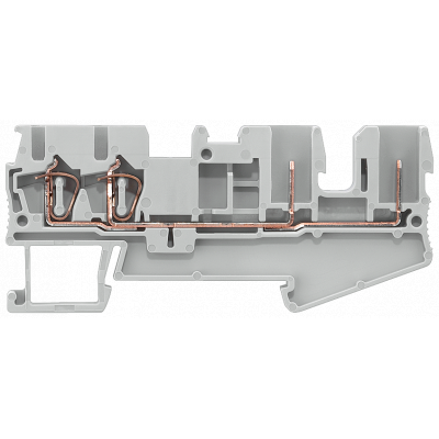 Hybrid through-type terminal, 4 connection points, plug-in and spring-loaded connection, Cross-section: 0.08-2.5 mm2, Width: 5.2mm, Color: gray. 8WH51042MF00