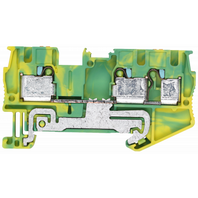 PE through-type terminal 4 mm2, 6.2 mm width green/yellow 3 clamping points. 8WH60030CG07