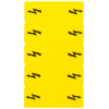 Inscription label, with warning arrow, vertical, terminal width: 5.2 mm, yellow. 8WH90605BA06