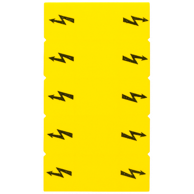 Inscription label, with warning arrow, vertical, terminal width: 5.2 mm, yellow. 8WH90605BA06