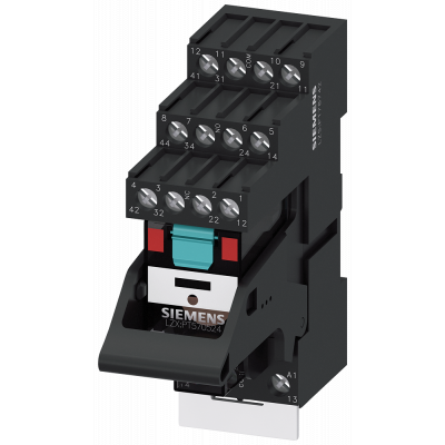 Plug-in relay complete unit 24 V AC, 4 change-over contacts LED module red base. LZS:PT5B5R24